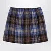 Douuod Grey/blue Wool Blend Checked Skirt