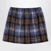 Douuod Grey/blue Wool Blend Checked Skirt In Multicolor