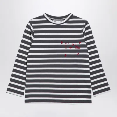 DOUUOD GREY/WHITE STRIPED COTTON JERSEY