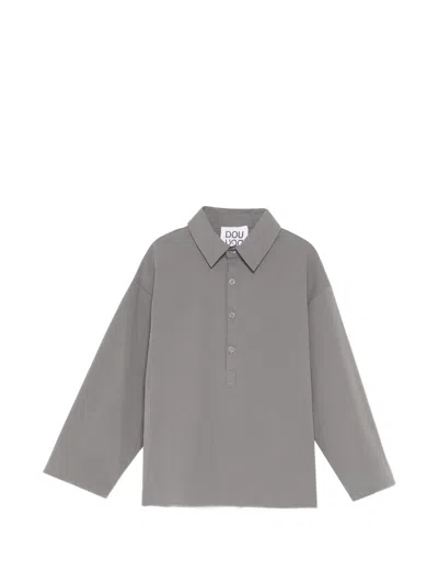Douuod Kids' Half Button Shirt In Gray