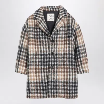 DOUUOD DOUUOD HAZELNUT COLOURED CHECKED COAT