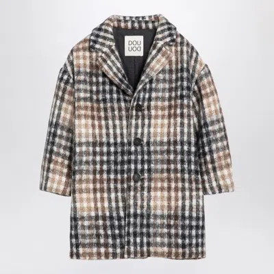 DOUUOD HAZELNUT-COLOURED CHECKED COAT