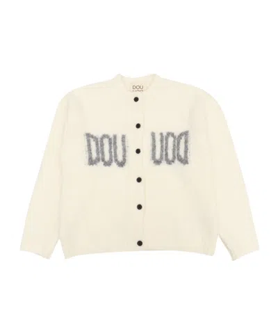 Douuod Intarsia-knit Logo Cardigan In White