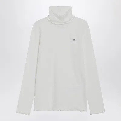 Douuod Ivory Cotton Blend Turtleneck Sweater In White