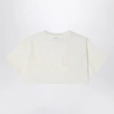 DOUUOD DOUUOD IVORY CROPPED T SHIRT IN COTTON