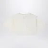 Douuod Ivory Cropped T-shirt In Cotton In White