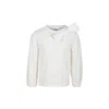 Douuod Ivory T-shirt For Girl With Bow In Ivory