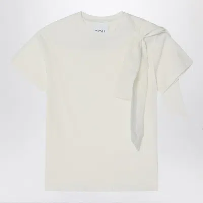 Douuod Ivory T-shirt With Bow In Neutral