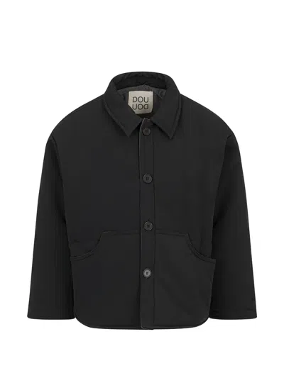Douuod Kangaroo-pocket Jacket In Black