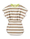 Douuod Striped Dress In White Brown Stripes