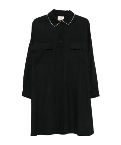 Douuod Kids Button-up Straight Hem Dress In Black