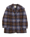Douuod Grey/blue Wool Blend Checked Coat In Black