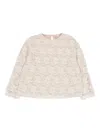 Douuod Lace-trimmed Long-sleeve Blouse In Neutral