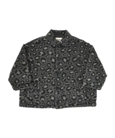 Douuod Leopard-print Denim Jacket In Black