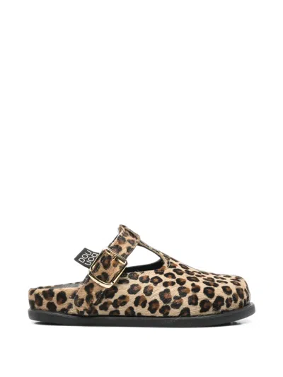 Douuod Kids' Leopard-print Pony Fur Slippers In Neutrals
