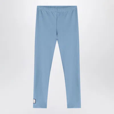 Douuod Light Blue Shiny Nylon-blend Leggings