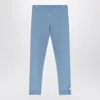 Douuod Light Blue Shiny Nylon-blend Leggings In Blue