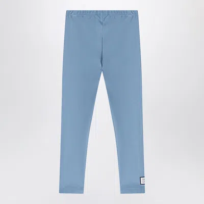DOUUOD LIGHT BLUE SHINY NYLON-BLEND LEGGINGS