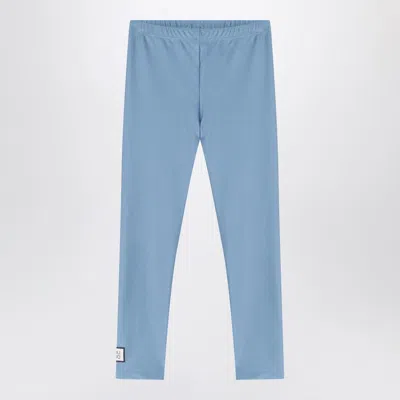 Douuod Light Blue Shiny Nylon-blend Leggings