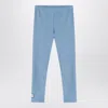 Douuod Light Blue Shiny Nylon-blend Leggings