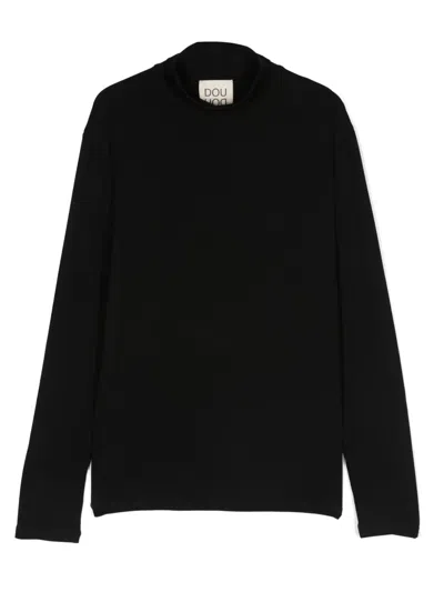 Douuod Kids' Logo-embroidered High-neck Sweatshirt In Black