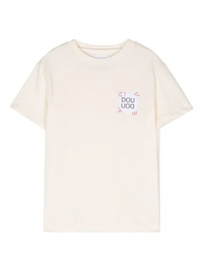 Douuod Kids' Logo-patch T-shirt In Cream
