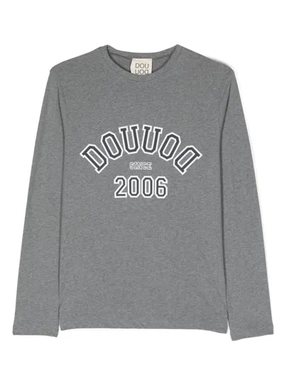 Douuod Kids' Logo-print Cotton T-shirt In Grey