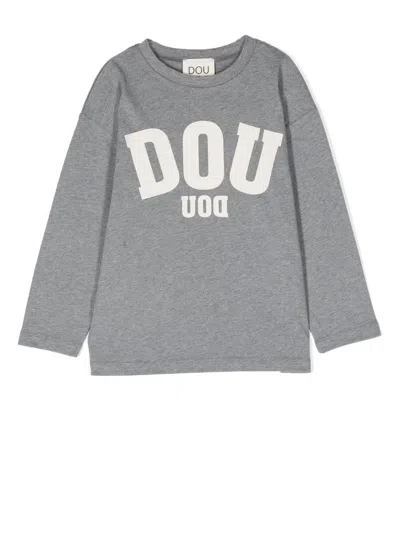 Douuod Logo-print Long-sleeve T-shirt In Grau