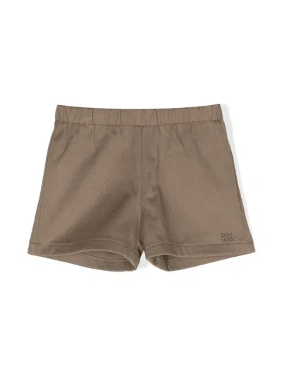 Douuod Babies' Logo-print Twill Shorts In 褐色