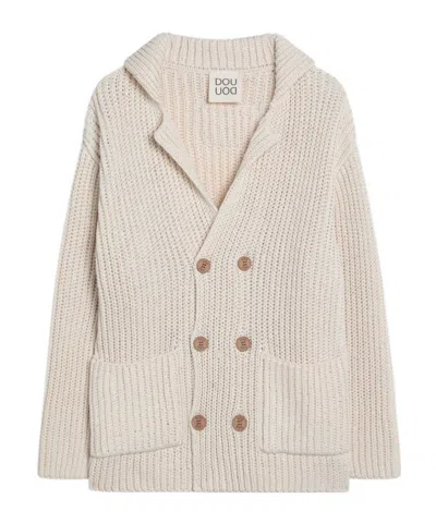 Douuod Long Sleeve Knitted Cardigan In Ivory