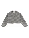 Douuod Lucky Gingham Cropped Jacket In Black