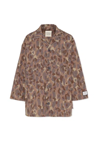 Douuod Kids' Multicolor Jacket For Girl With Camouflage Print In Brown