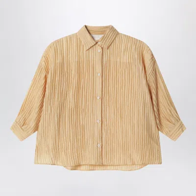Douuod Ochre Yellow Shirt With Pleats In White