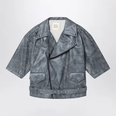 DOUUOD OVER CALAMITA BIKER JACKET GREY IN ECO-LEATHER