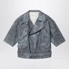 Douuod Over Calamita Biker Jacket Grey In Eco-leather