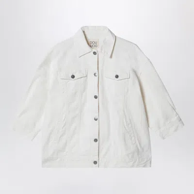 Douuod Oversized Button-front Denim Jacket In White