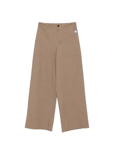 Douuod Kids' Patch-pocket Wide-leg Trousers In Neutrals