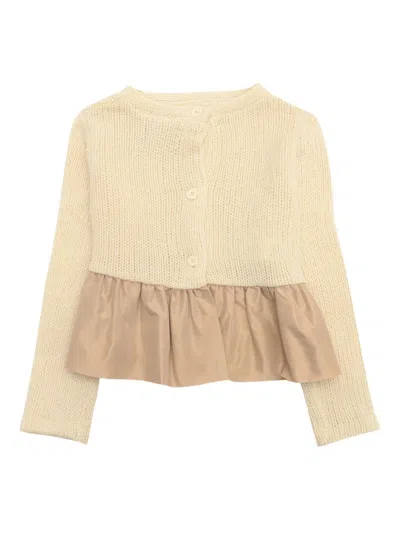 Douuod Kids' Peplum-hem Cardigan In Neutral