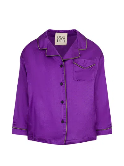Douuod Kids' Pj Button-down Shirt In Purple