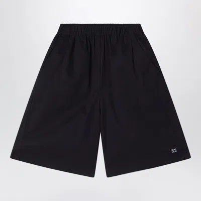 Douuod Primula Black Bermuda Shorts In Cotton Poplin
