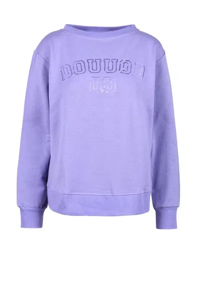 Douuod Purple Embossed Cotton Sweatshirt In Blue