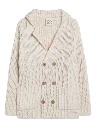 Douuod Kids' Ribbed-knit Cardigan In White