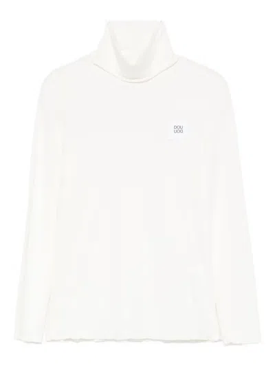 Douuod Kids' Ribbed Turtleneck Top In White