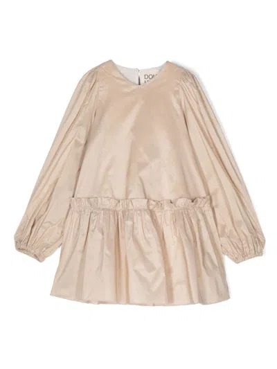 Douuod Kids' Ruffle-detailed Mini Dress In Beige