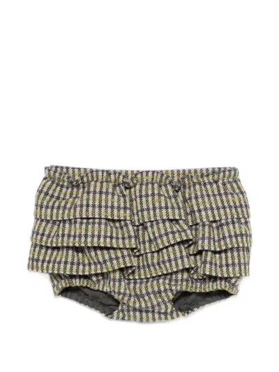 Douuod Babies' Ruffled Check-pattern Bloomers In Neutral