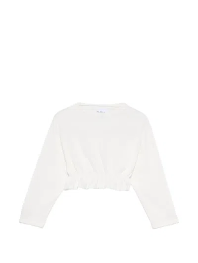 Douuod Kids' Ruffled Cropped T-shirt In White