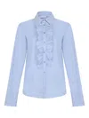 Douuod Ruffled-detail Shirt In Blue