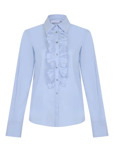 Douuod Ruffled-detail Shirt In Blue