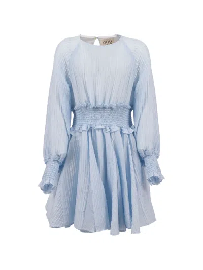 Douuod Kids' Ruffled Mini Dress In Blue