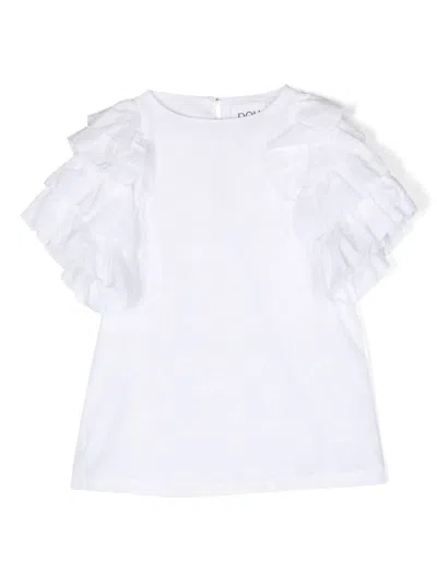 Douuod Kids' Ruffled Sleeve Mini Dress In White